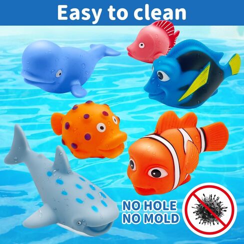 Baby Bath Toys for Kids Ages 1-3, No Hole Water Toys for 6-12 Months Infants and Toddlers, Baby Shark Toys for Pool, Bathtub, Beach, Shower, Boys Girls Gifts with Storage Bag in Kuwait