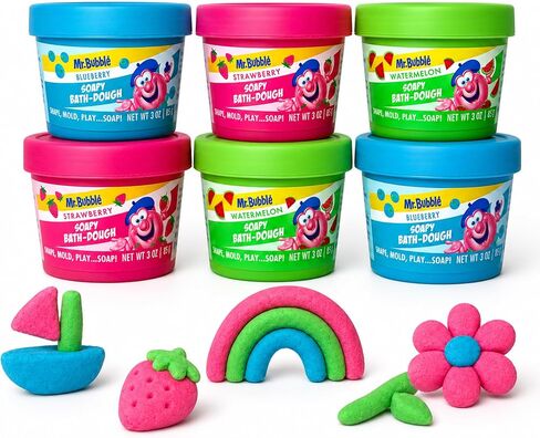 Mr. Bubble Soapy Bath Dough, Three Assorted Colors and Scents, Pack of 6 in Kuwait
