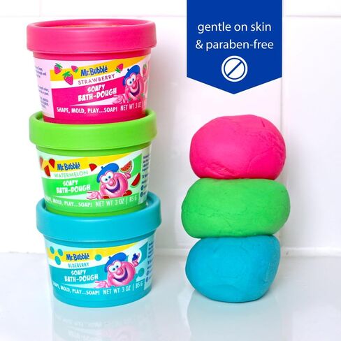 Mr. Bubble Soapy Bath Dough, Three Assorted Colors and Scents, Pack of 6 in Kuwait
