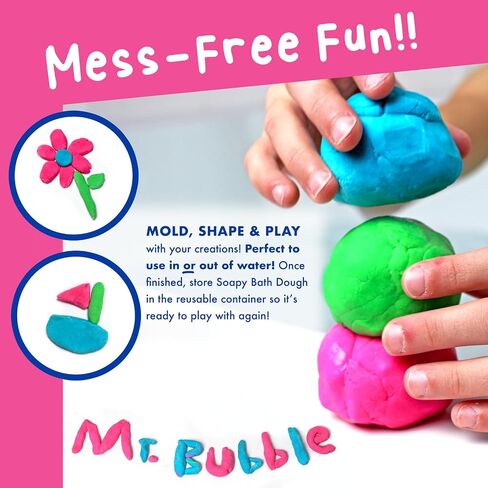 Mr. Bubble Soapy Bath Dough, Three Assorted Colors and Scents, Pack of 6 in Kuwait