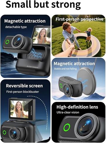 4K Ultra HD Anti-Shake Magnetic Separable Mini Panoramic Vlog Camera for Outdoor Travel in Kuwait