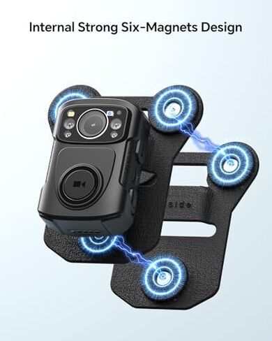 BOBLOV Body Camera Magnet Mount, 6pcs/8pcs Magnets Optional, Universal Magnetic Suction Back Clip and M5 Body Camera, 2K Police Body Cam for Law Enforcement, 4200mAh for 12 Hours (64GB-NOGPS Style) in Kuwait