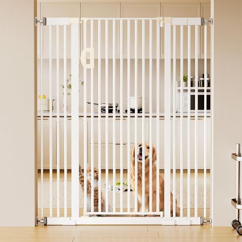 Fldofaves Extra Tall Pet Gate, 57" Cat Gate for Doorway, Pressure Mounted Auto Close Dog Gate, Ultra Narrow Bar Spacing No Drill Gate for Stairs, Doorways, Hallways, Fits 29.5"-43" Openings in Kuwait