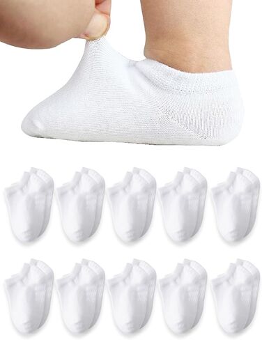 Toddler No Show Socks 10 Pairs Cotton Non Slip Baby Socks for Girls Boys | Seamless Soft Grip 6 Months-5T in Kuwait