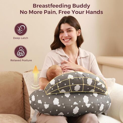 Momcozy Nursing Pillow Cover for Original Pillow- Pioneering Safety Fence - Plus Size Breastfeeding Pillow for Ergonomic Comfort & Support-Easier and Healthier Nursing, Cotton Cover Only in Kuwait