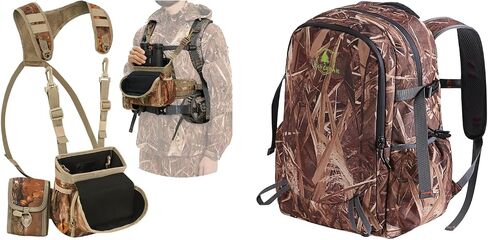 Silent Binocular Chest Pack Bino Case Dual Use + 30L Camo Hunting Backpack 11 Pockets Lightweight in Kuwait