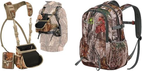 Silent Binocular Chest Pack Bino Case Dual Use + 30L Camo Hunting Backpack 11 Pockets Lightweight in Kuwait