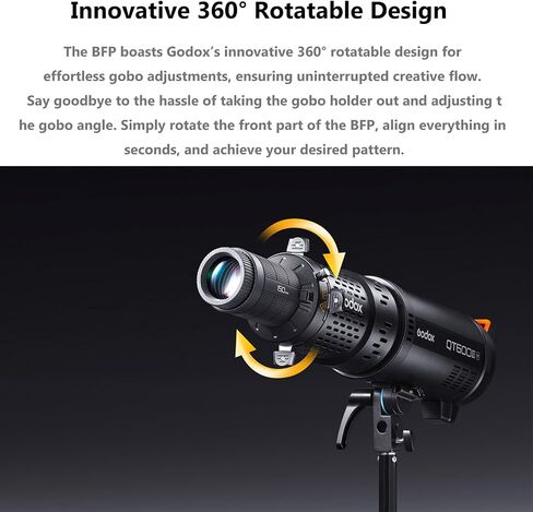 Godox BFP Flash Projection Attachment for Bowens Mount Flash Speedlite,360°Rotatable Design,EF Lens Mount,Speedlight Attachment for Godox AD600 Pro II/AD600 Pro/AD400Pro/SK400/SK400II/MS300/MS300V Etc in Kuwait