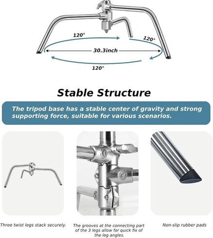 Heavy Duty C Stand with Boom Arm, Stainless Steel Heavy Duty Photography Light Stand, Adjustable Height 4.9ft-10.8ft, with 4.1ft Holding Arm, for Reflector, Umbrella, Softbox, Monolight in Kuwait