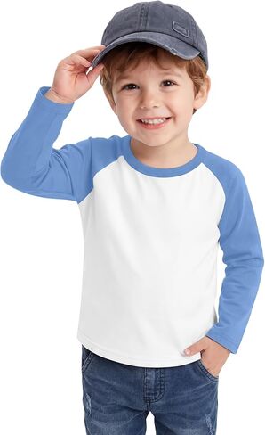 Toddler Boys Shirt 1-5t Baby Baseball Long Sleeve Raglan Crew Neck Kids Basic Casual Tee in Kuwait