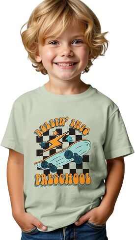 CM C&M WODRO Rollin Into Preschool Shirt Baby Boy Skateboard Kindergarten T-Shirt First Day of School Tee Back to School Tops in Kuwait