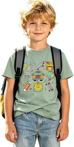SOFEON Kids Boys First Day of School Shirt Kindergarten 1st 2nd 3rd Grade T-Shirt Preschool Back to School Graphic Tees Tops in Kuwait