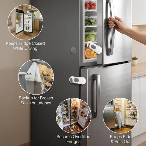 RV Refrigerator Door Latch for Travel&Camper, 2 Pack No Tools Need or Drill Fridge Door Lock, One-Handed Operation Freezer Lock to Keep Door Closed (Not Compatible with Built-in RV Fridges) in Kuwait