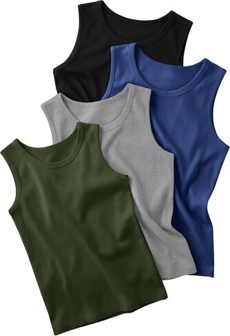 4 Pack Toddler Boys Tank Tops Little Kid Basic Casual Sleeveless Shirts Baby Slim Fit Summer Soft Undershirt 18M-5T in Kuwait
