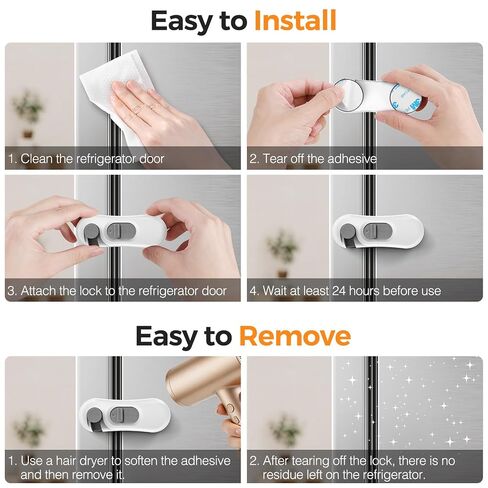 RV Refrigerator Door Latch for Travel&Camper, 2 Pack No Tools Need or Drill Fridge Door Lock, One-Handed Operation Freezer Lock to Keep Door Closed (Not Compatible with Built-in RV Fridges) in Kuwait