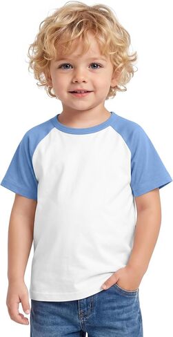 Yooo's Vivi Baby Boys Shirts Baseball Short Raglan Sleeve Toddler Tops Crew Neck Basic Casual Tee Summer Loose Kids T-Shirts in Kuwait