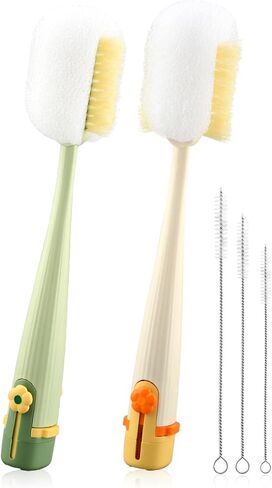 5 in 1 Bottle Cleaning Brush Set Multifunctional Water Bottle Brush and Straw Cleaner Brushs Portable Long Handle Bottles Scrubber for Cup Lids(Color:Green) in Kuwait