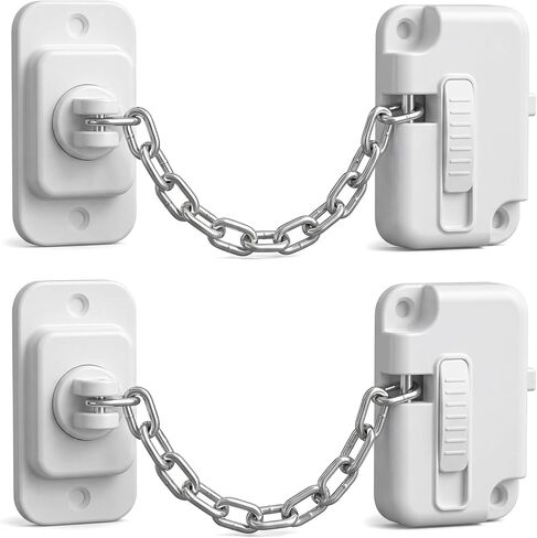 Child Proof Door Lock & Cat Door Latch, Adjustable Door Strap for Kids Safety, No Drill Adhesive Door Stopper for Fridge, Cabinets, Window, Keep Dogs Out (White, 2 Pack) in Kuwait