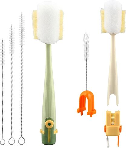 5 in 1 Bottle Cleaning Brush Set Multifunctional Water Bottle Brush and Straw Cleaner Brushs Portable Long Handle Bottles Scrubber for Cup Lids(Color:Green) in Kuwait