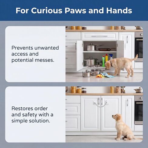 Child Proof Door Lock & Cat Door Latch, Adjustable Door Strap for Kids Safety, No Drill Adhesive Door Stopper for Fridge, Cabinets, Window, Keep Dogs Out (White, 2 Pack) in Kuwait