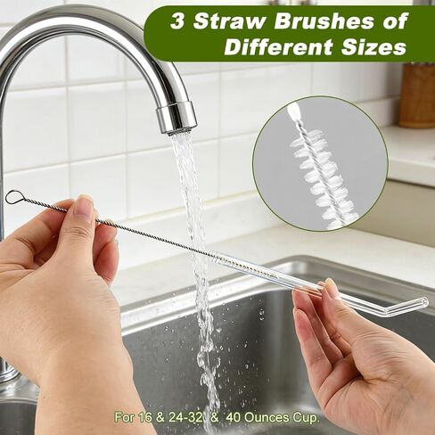 5 in 1 Bottle Cleaning Brush Set Multifunctional Water Bottle Brush and Straw Cleaner Brushs Portable Long Handle Bottles Scrubber for Cup Lids(Color:Green) in Kuwait