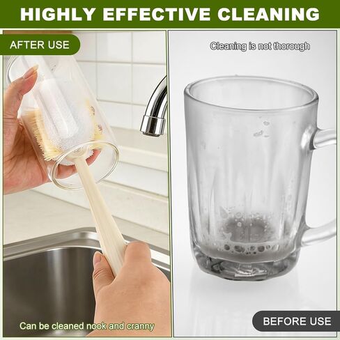 5 in 1 Bottle Cleaning Brush Set Multifunctional Water Bottle Brush and Straw Cleaner Brushs Portable Long Handle Bottles Scrubber for Cup Lids(Color:Green) in Kuwait