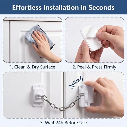 Child Proof Door Lock & Cat Door Latch, Adjustable Door Strap for Kids Safety, No Drill Adhesive Door Stopper for Fridge, Cabinets, Window, Keep Dogs Out (White, 2 Pack) in Kuwait