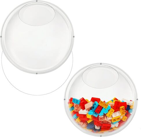 2 Pack Acrylic Wall Organizer Toy Storage, Clear Round Toy Dispenser with Back Panel for Playroom & Classroom, Space-Saving Transparent Toy Holder for Building Blocks, Toy Cars & Small Items in Kuwait