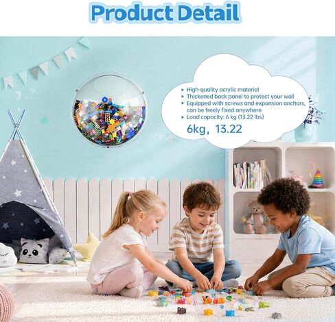2 Pack Acrylic Wall Organizer Toy Storage, Clear Round Toy Dispenser with Back Panel for Playroom & Classroom, Space-Saving Transparent Toy Holder for Building Blocks, Toy Cars & Small Items in Kuwait