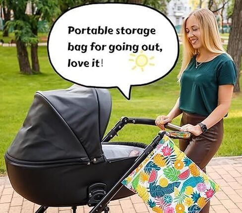 Wet Dry Bag 2-Pack - Waterproof Reusable Bag for Cloth Diapers, Swimsuits & Gym Clothes, with Zippered Pockets for Travel, Beach in Kuwait