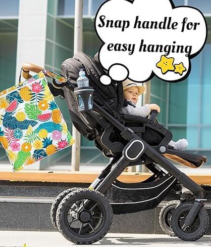 Wet Dry Bag 2-Pack - Waterproof Reusable Bag for Cloth Diapers, Swimsuits & Gym Clothes, with Zippered Pockets for Travel, Beach in Kuwait