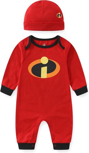 Disney The Incredibles Jack-Jack Baby Boys Romper Coverall with Hat Cap 2 Piece Set for Newborn and Infant in Kuwait