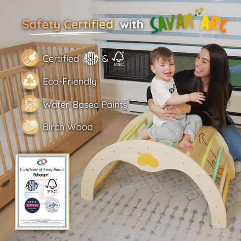 Savan'Arc Wooden Climbing Arch, 6-in-1 Pikler Montessori Rocker & Cushion | Wooden Pikler climbing arch for babies & toddlers 1-3 years - 6-in-1 rocker, tunnel with cushion Montessori gym in Kuwait