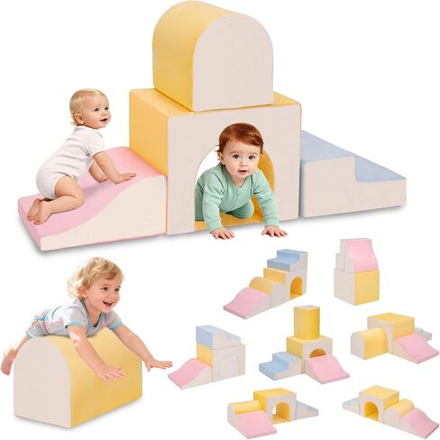 MIND&ACTION Large 4-Piece Climbing Toys for 1 Year Old, Foam Baby Climbing Blocks for Toddlers, Soft Play Set Toddler Climbing Toys Indoor, Climb Crawl Activity Play Set, Birthday in Kuwait