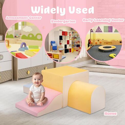 MIND&ACTION Large 4-Piece Climbing Toys for 1 Year Old, Foam Baby Climbing Blocks for Toddlers, Soft Play Set Toddler Climbing Toys Indoor, Climb Crawl Activity Play Set, Birthday in Kuwait