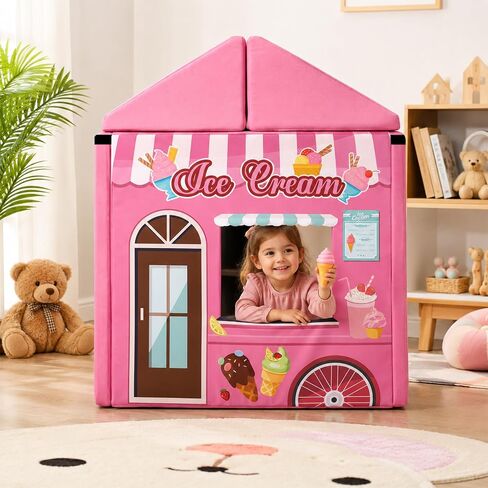 4Pcs Play Panel for Couch Foam Sofa Panel for Modular Sofa Bed Playroom Furniture Accessories Home Game Gifts (Ice Cream Station, Coffee Shop, Car Wash Store, Vet Office, Play Couch Not Included) in Kuwait