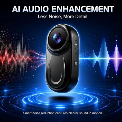 Mini Body Camera 1080P, 512G Thumb Action Camera, Tiny Size, Mount Anywhere, Portable Sports Cam with Magnetic & 360° Clip, Hands-Free Recording for Motorcycle/Sports/Bike/Pet (SD Card Not Included) in Kuwait