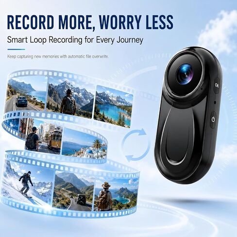 Mini Body Camera 1080P, 512G Thumb Action Camera, Tiny Size, Mount Anywhere, Portable Sports Cam with Magnetic & 360° Clip, Hands-Free Recording for Motorcycle/Sports/Bike/Pet (SD Card Not Included) in Kuwait