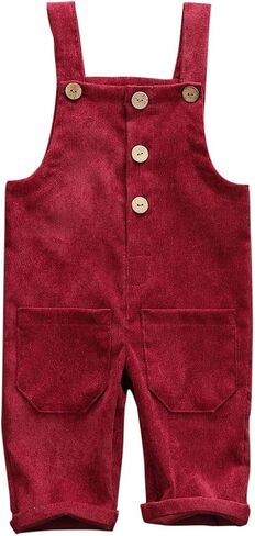 Toddler Baby Boy Girl Overalls Corduroy Suspender Pants Outfits Solid One Piece Romper Jumpsuits Kids Clothes in Kuwait