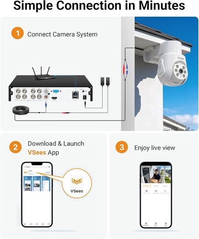 Anlapus 5MP Wired Security Camera System with Audio & Human Vehicle Detection, Includes 8 x 1080P 360° Pan/Tilt Cameras with Night Vision, 8CH 3K DVR with 500GB HDD for 24/7 Recording. in Kuwait