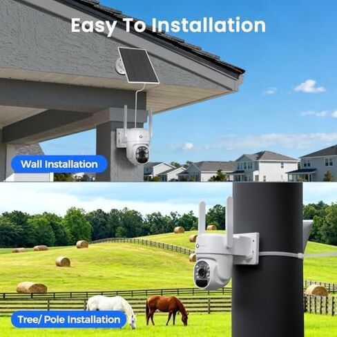 xmartO [Window Cam + 4-CAM] 4X 2K PTZ AI Tracking Solar Cams + 1x 2K WiFi 6 Window Camera, 4K 10CH Expandable WiFi NVR with 500GB HDD, Humanoid Detection, Compatible with Alexa, No Monthly Fee in Kuwait