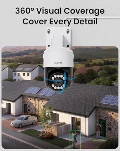 ZOSI 16CH (32CH Expandable) 4K PoE Security Camera System, 4X C220 4K 8MP PoE Camera and 4X C296 4K 8MP PoE IP Pan/Tilt Security Camera Outdoor, Night Vision, AI Detection, 4TB HDD for 24/7 Record in Kuwait