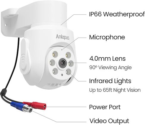 Anlapus 5MP Wired Security Camera System with Audio & Human Vehicle Detection – 6 x 1080P 360° Pan/Tilt Cameras with Night Vision, 8CH DVR with 500GB HDD, 24/7 Recording. in Kuwait