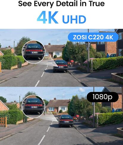 ZOSI 8CH (16CH Expandable) 4K PoE Security Camera System, 6X C220 4K 8MP PoE Camera and 2X C290 4K 8MP IP Pan/Tilt Security Camera Outdoor, Night Vision, AI Detection, 2TB HDD for 24/7 Record in Kuwait