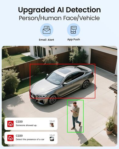 ZOSI 8CH (16CH Expandable) 4K PoE Security Camera System, 4X C220 4K 8MP PoE Camera and 2X C290 4K 8MP PoE IP Pan/Tilt Security Camera Outdoor, Night Vision, AI Detection, 2TB HDD for 24/7 Record in Kuwait