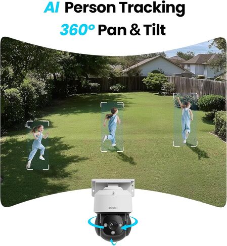 ZOSI 8CH (16CH Expandable) 4K PoE Security Camera System, 4X C220 4K 8MP PoE Camera and 2X C290 4K 8MP PoE IP Pan/Tilt Security Camera Outdoor, Night Vision, AI Detection, 2TB HDD for 24/7 Record in Kuwait