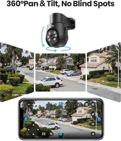 ZOSI 8CH 1080P Home Security Camera System Outdoor Indoor, 4 x 1080P Pan Tilt Surveillance Camera and 4 x CCTV Bullet Cam, AI Human Vehicle Detection, Night Vision, Audio Recording, No Hard Drive in Kuwait