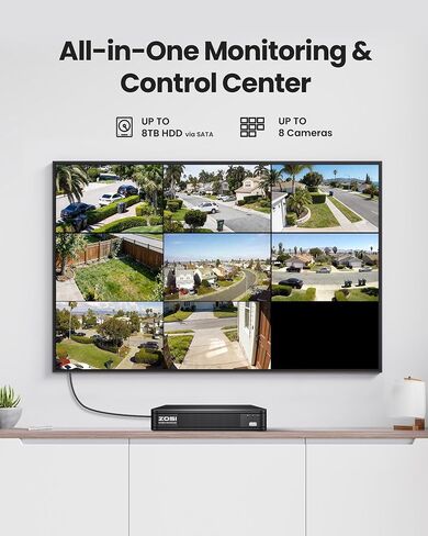 ZOSI 8CH 1080P Home Security Camera System Outdoor Indoor, 4 x 1080P Pan Tilt Surveillance Camera and 4 x CCTV Bullet Cam, AI Human Vehicle Detection, Night Vision, Audio Recording, No Hard Drive in Kuwait