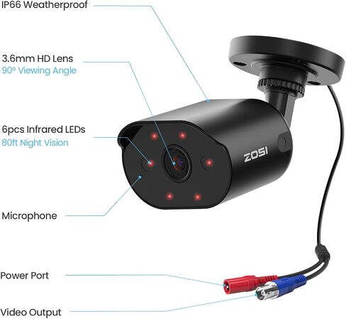 ZOSI 8CH 1080P Home Security Camera System Outdoor Indoor, 4 x 1080P Pan Tilt Surveillance Camera and 4 x CCTV Bullet Cam, AI Human Vehicle Detection, Night Vision, Audio Recording, No Hard Drive in Kuwait