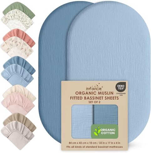 Oeko TEX 100% Organic Cotton 2 PK Baby Muslin Crib Sheets Unisex 28x52 in in Kuwait